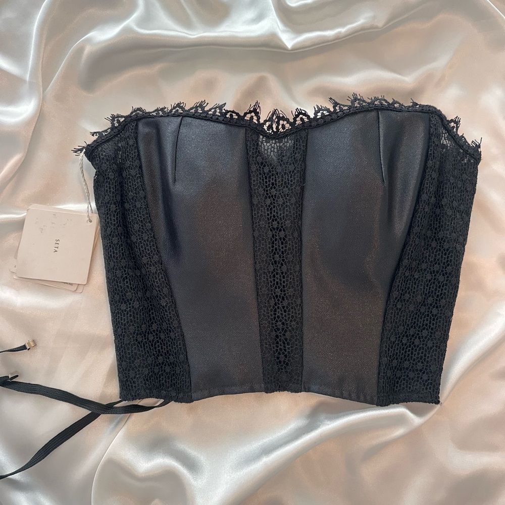 New La Perla Silk Black Lace Bustier Top - Picture 6 of 15